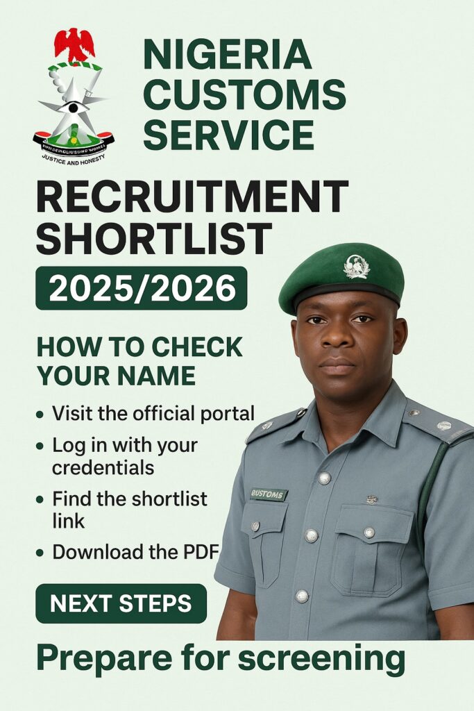 Nigeria Customs Service Recruitment Shortlist 2025